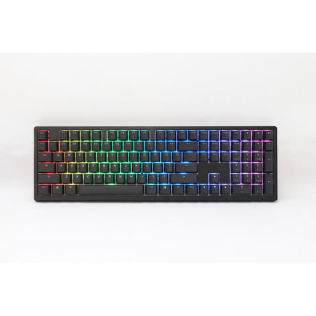 Ducky Zero 6108 clavier de jeu mécanique RVB noir classique (noir, disposition américaine (qwerty), rouge cerise mx2a, 100 %, LED RVB, pbt double-shot, échange à chaud, 2,4 GHz | Bluetooth | USB-C)