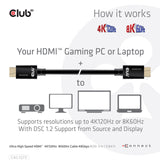 Câble certifié HDMI 2.1 ultra haut débit Club 3D mâle-mâle (noir, 3 mètres, 4K 120 Hz, 8K 60 Hz, 48 Gbps)