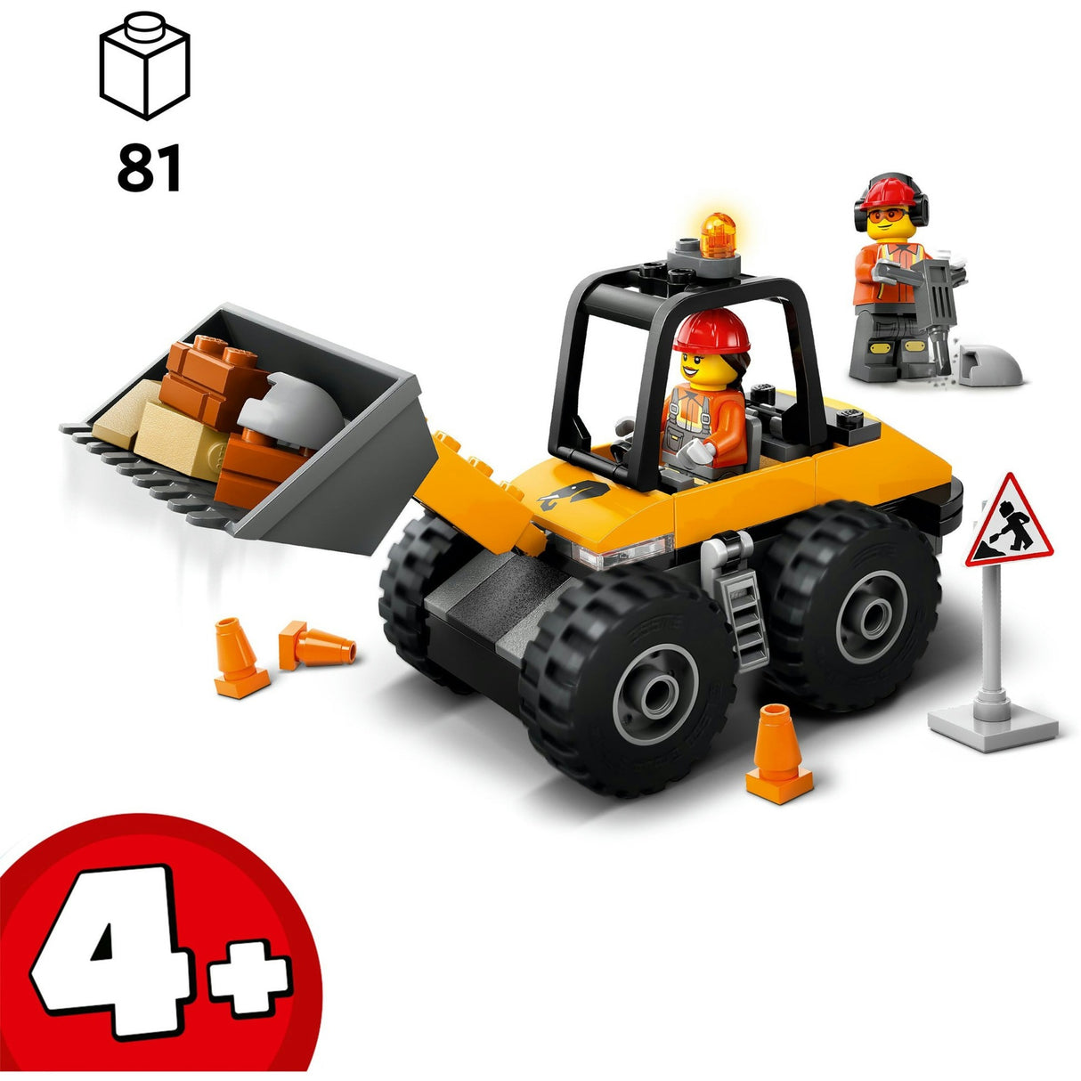 Lego 60450 City Great Vehicles Chargeuse sur pneus jaune | 2 pièces