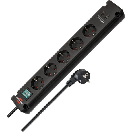Brennerstuhl Bremounta multiprise avec 2 prises de charge USB C | 5 fois | noir | 3m h05vv-f 3g1.5 - 1150660415