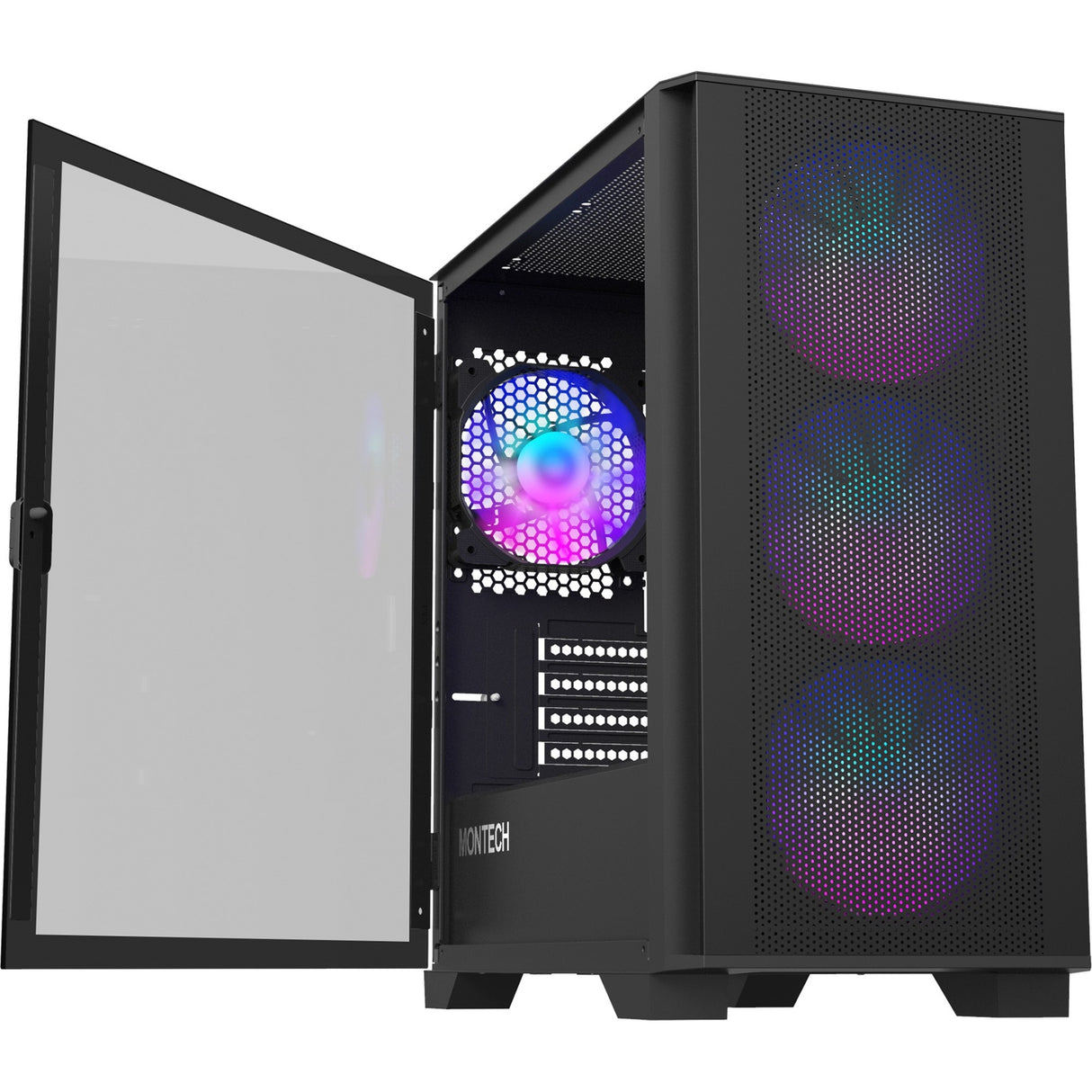 Boîtier mini tour Montech air 100 argb (noir | 3x USB-A | verre trempé)
