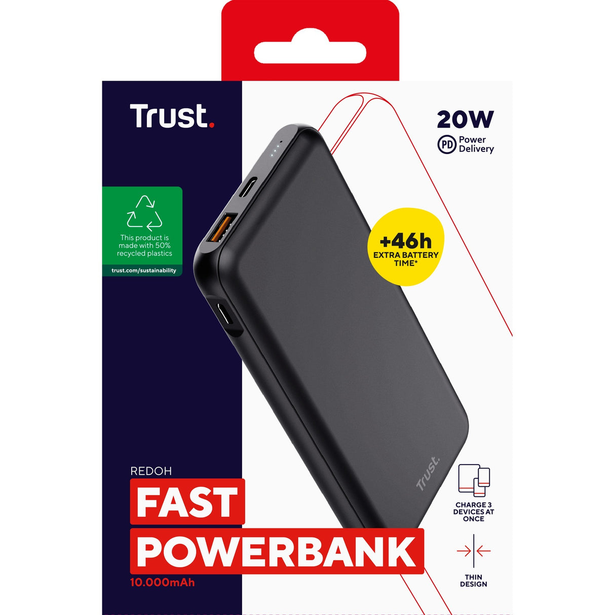 Banque d'alimentation Trust Redoh Fast 10 000 mAh