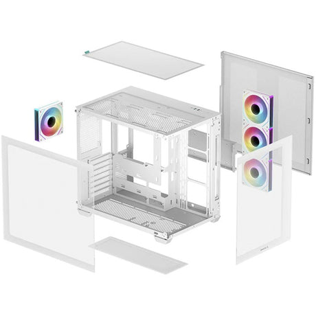 Deepcool cg530 4f midi tower behuizing (wit | 2x usb-a | 1x usb-c | rgb | tempered glass)