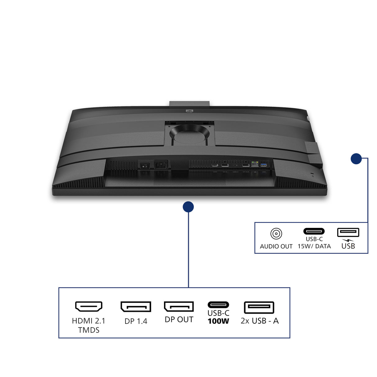Philips 27b2u4601h 00 27 ledmonitor (zilver zwart, hdmi, displayport, usb-c, webcam, 120 hz)