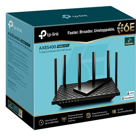 Tp-Link Archer Axe75 Axe5400 Routeur Gigabit WiFi 6e tri-bande (Noir)