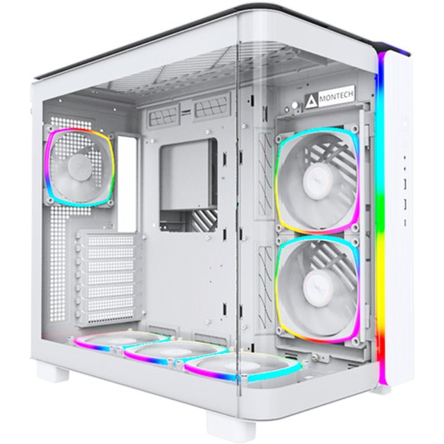 Boîtier tour midi Montech king 95 pro (blanc | 2x USB-A | 1x USB-C | RVB | verre trempé)