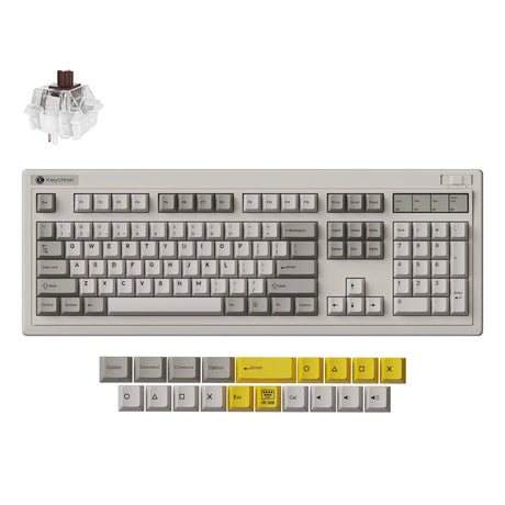 Clavier mécanique sans fil Keychron r6-m3 qmk (gris, disposition américaine (qwerty), super marron, 100%, rgb, cerise pbt, hot swap, 2,4 ghz bluetooth 5.3 usb-c)