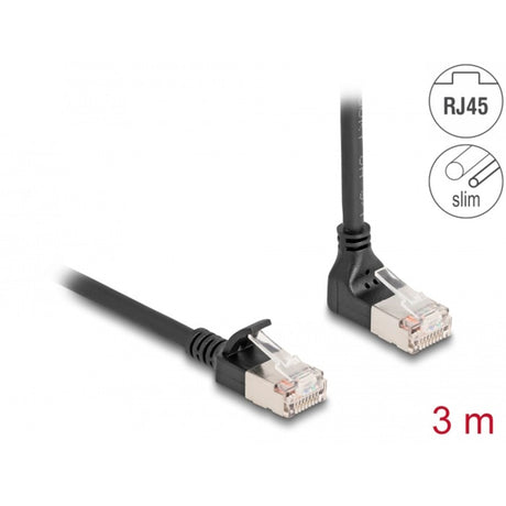 Delock câble réseau rj45 cat.6a s ftp slim 90° coudé vers le haut câble droit de 3 m (noir)