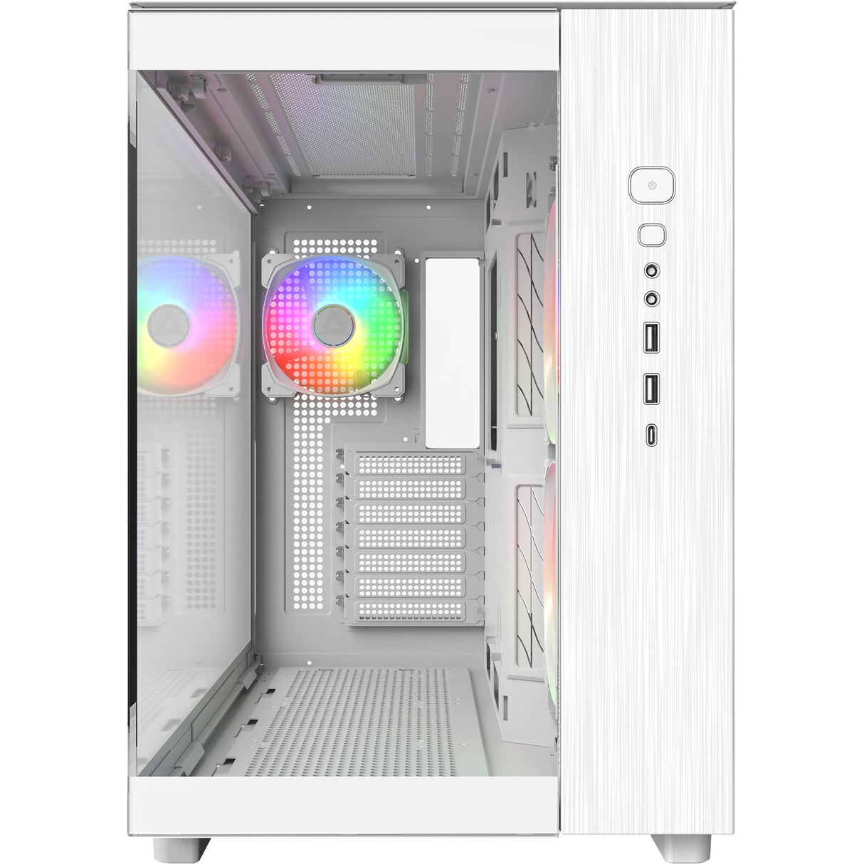 Boîtier tour midi Montech king 65 pro (blanc | 2x USB-A | 1x USB-C | fenêtre)
