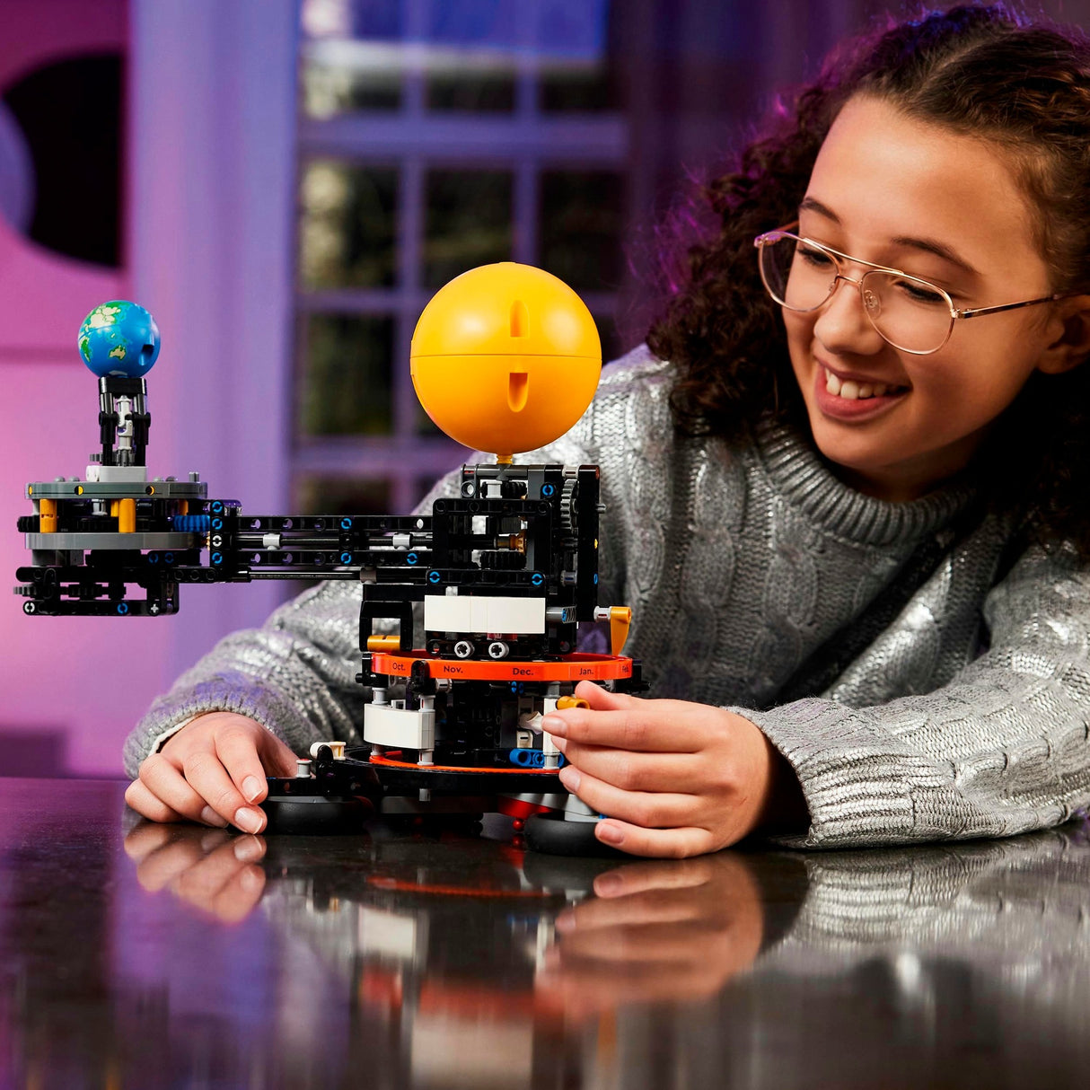 Technique Lego - le jouet de construction terre et lune en mouvement