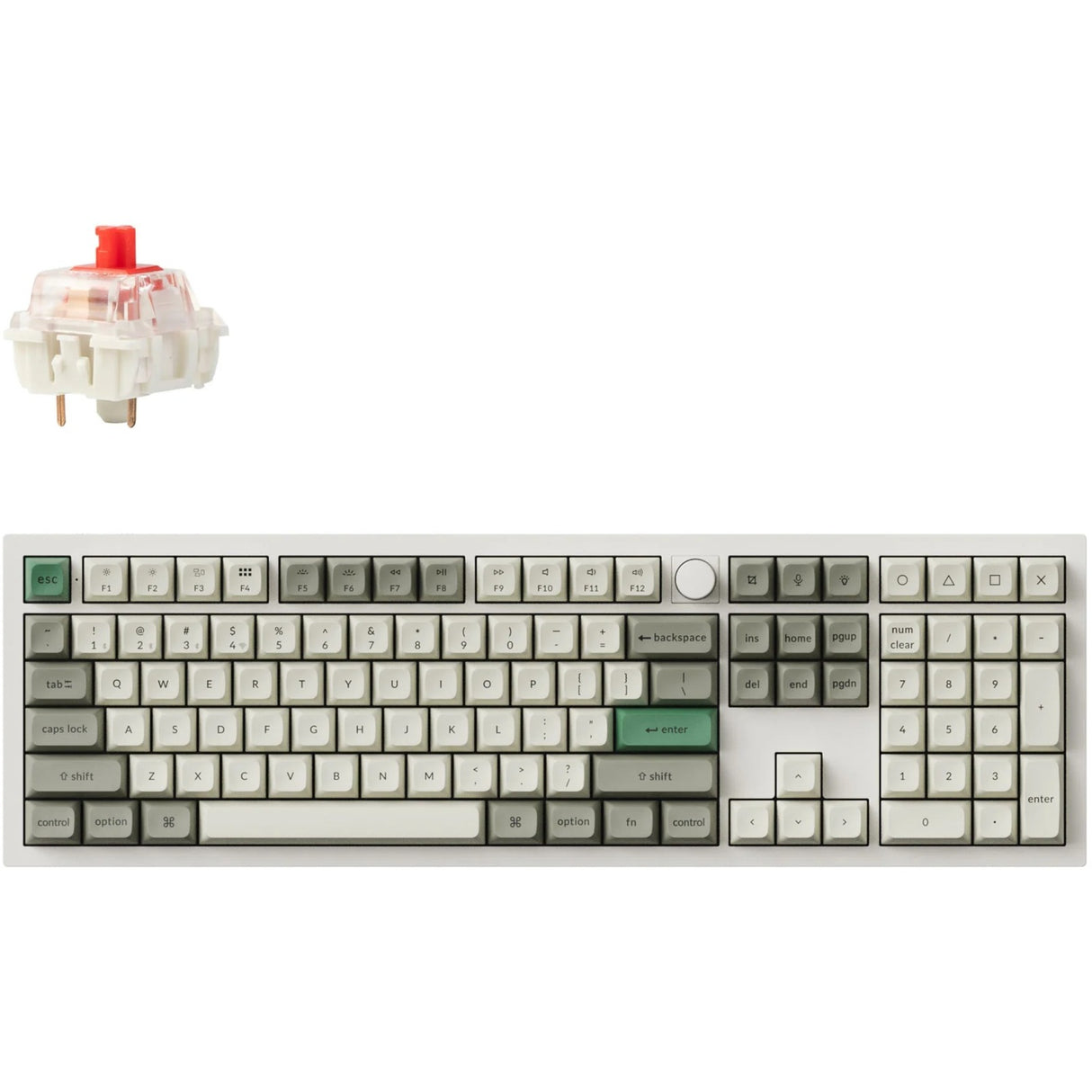 Clavier mécanique Keychron Q6 Max-P1 RGB (blanc, disposition US (QWERTY), Gateron Jupiter Red, 100 %, LED RGB, PBT double-shot KSA, hot swap, bouton, 2,4 GHz | Bluetooth 5.1 | USB-C)