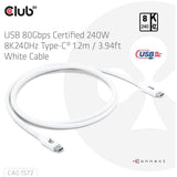 Club 3d USB-C 80 Gbit/s certifié 240 W 8 K 240 Hz.