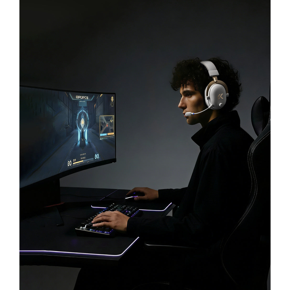 Mchose v9 turbo+ magnetic wireless over-ear gaming headset (hoogglans wit goud, nintendo switch, playstation 4, playstation 5, mobiel, pc, 2.4g bluetooth usb)