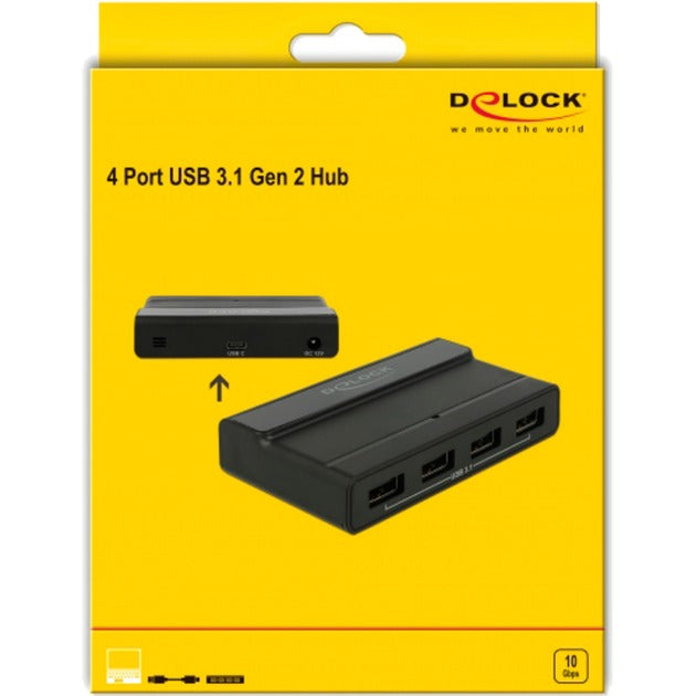 Delock hub externe USB 3.2 gen 2 4 ports Hub USB 10 Gbit/s (noir)
