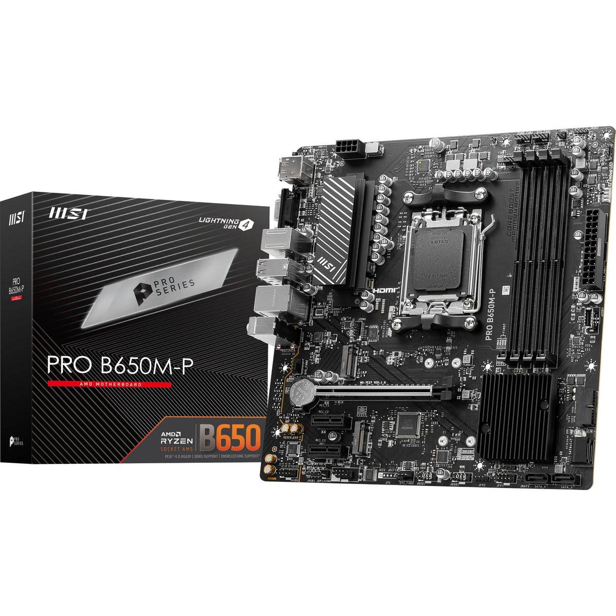 Carte mère MSI Pro B650M-P Socket AM5 (noir, RAID, 2,5 Go-LAN, son, µATX)