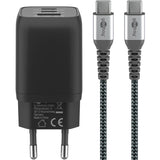 Goobay Chargeur rapide USB-C nano (65 W) et câble textile USB-C