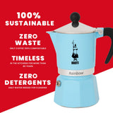 Machine à expresso Bialetti arc-en-ciel (bleu clair, 6 tasses)