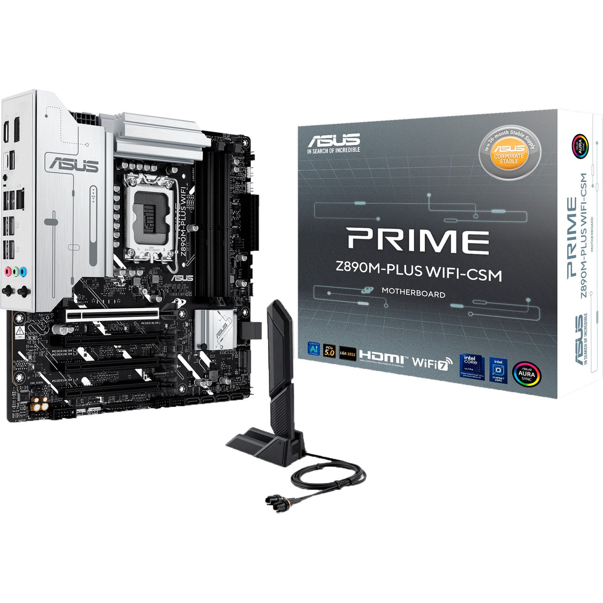 Carte mère Asus Prime Z890M-Plus WiFi Socket 1851 (RAID, 2,5 Go-LAN, WiFi 7, BT, Son, µATX)