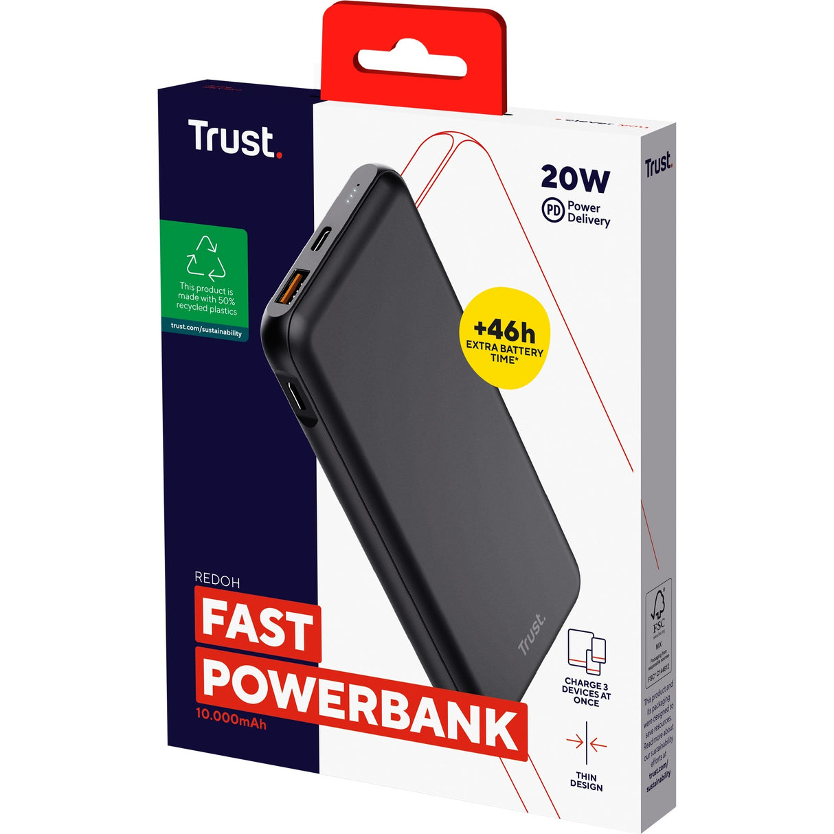 Banque d'alimentation Trust Redoh Fast 10 000 mAh