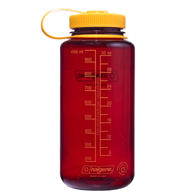 Bouteille d'eau de maintien à large ouverture Nalgene, gourde de 1 litre (jaune rouge foncé)
