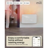 Panneau chauffant wifi Mill steel pa700wifi4, convecteur 700 watts (blanc, wifi 2,4 ghz (wifi 6), bluetooth 5.2, zigbee 3.0 + app)