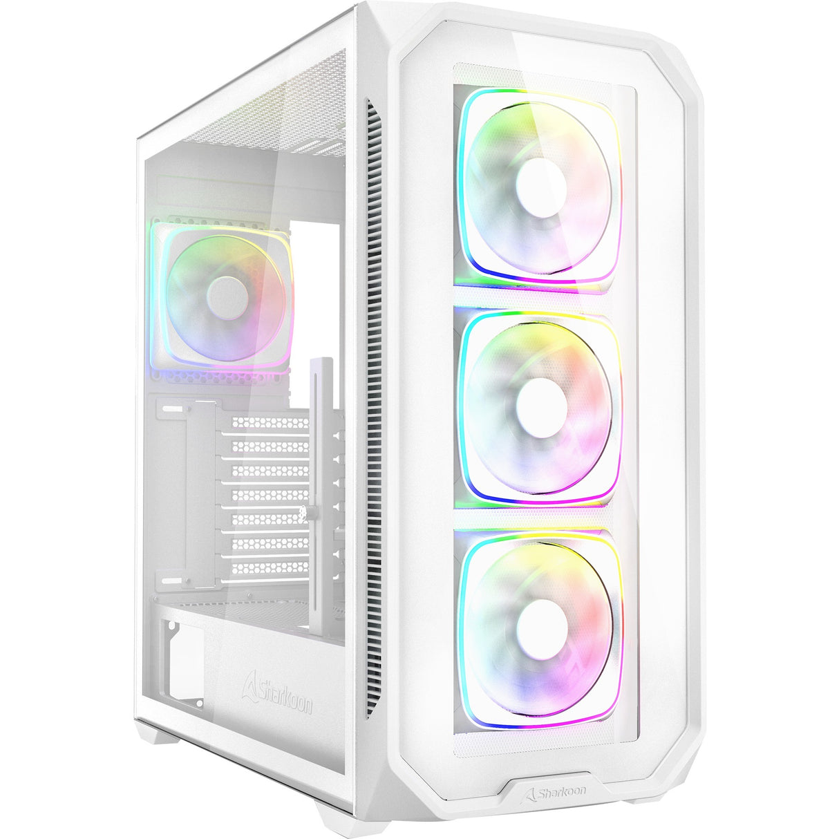 Boîtier tour midi Sharkoon ak5g rgb (blanc | 2x usb-a | 1x usb-c | rgb | verre trempé)