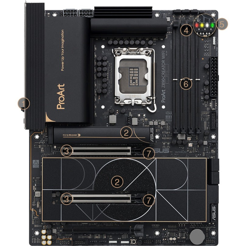 Carte mère Asus ProArt Z890-Creator WiFi Socket 1851 (RAID, 2,5 Go-LAN, 10 Go-LAN, Wi-Fi 7, BT, Son, ATX)