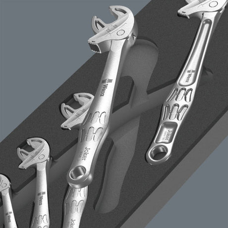 Wera clé à fourche auto-ajustable 6004 joker set 1 jeu d'outils (gris noir, jeu de clés à fourche auto-ajustables, dans insert en caoutchouc mousse pour chariot d'atelier)