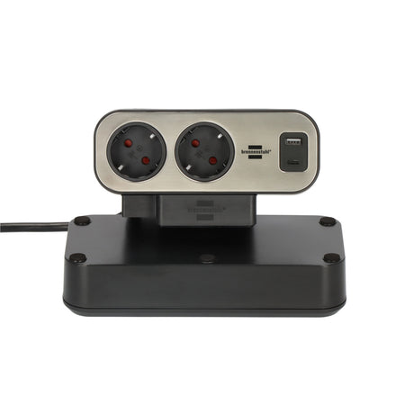 Brennerstuhl brennerstuhl®estilo prise duplex, 1x USB C, 1x USB A, 10x prises de sécurité, argent noir - 1153580200