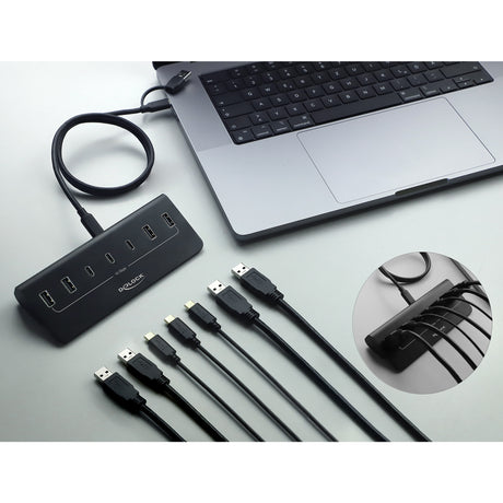 Delock usb-c 10 gbps hub usb-hub (zwart, 3x usb-c 3.2 (10 gbit s), 4x usb-a 3.2 (10 gbit s))