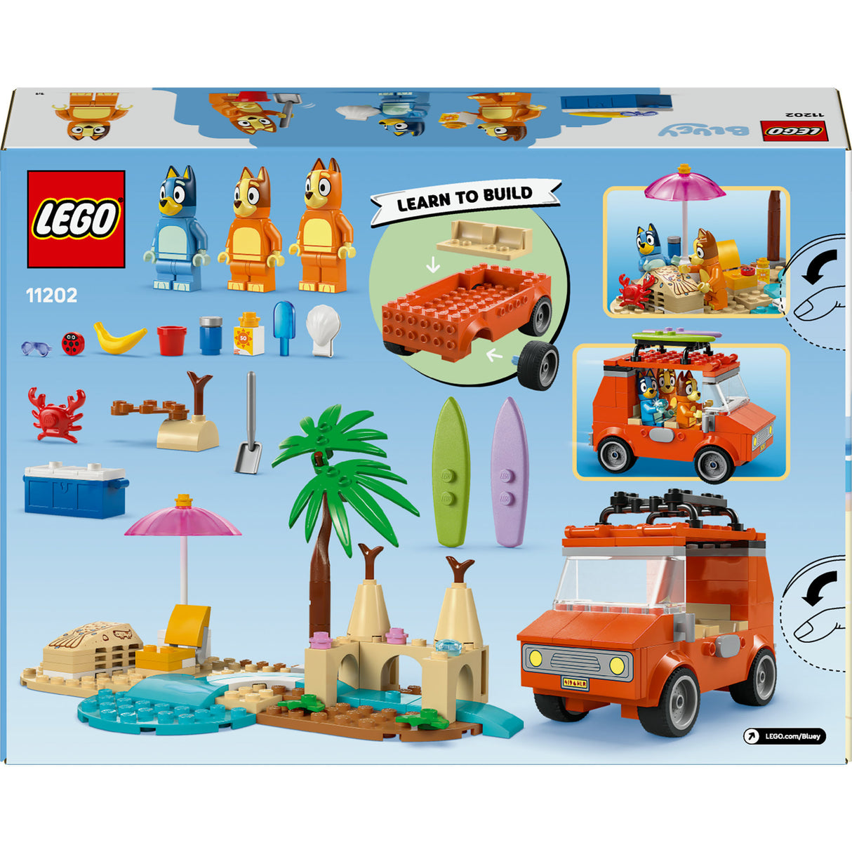 Lego bluey - Le trajet en voiture de Bluey jusqu'à la plage, jouet de construction (11202)