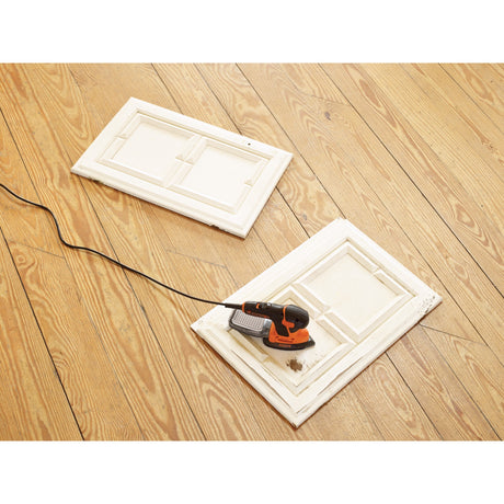 Ponceuse de détail de souris Black+decker 120 watts ponceuse delta ka2500k-qs (orange noir, accessoires et étui inclus)