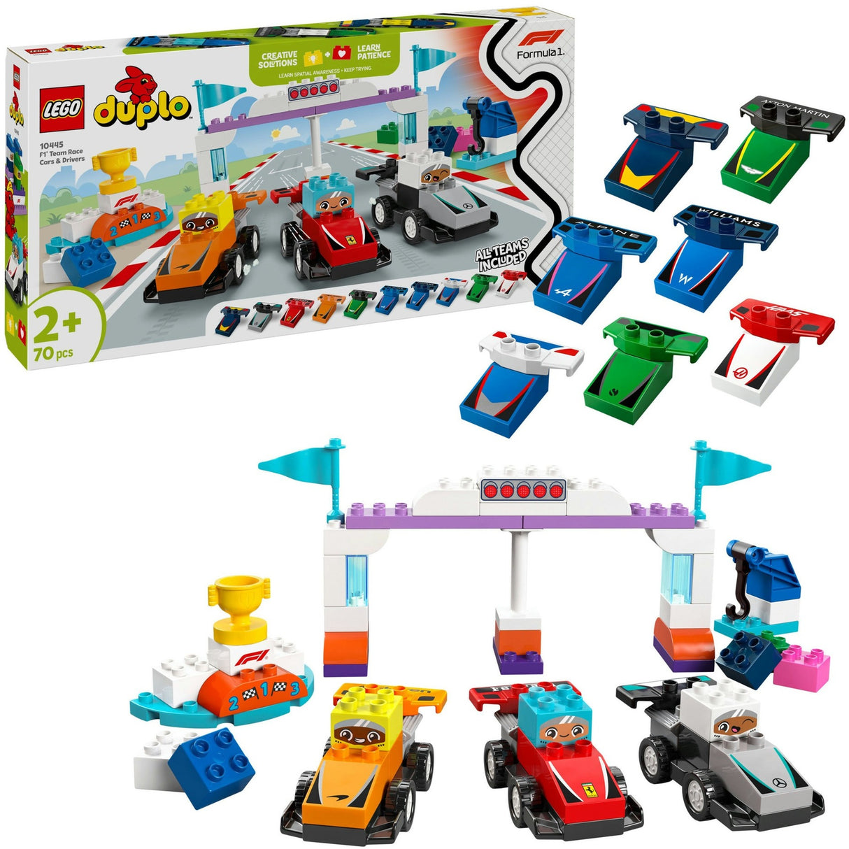 Lego duplo town 10445 voitures de course et pilotes de l'équipe f1