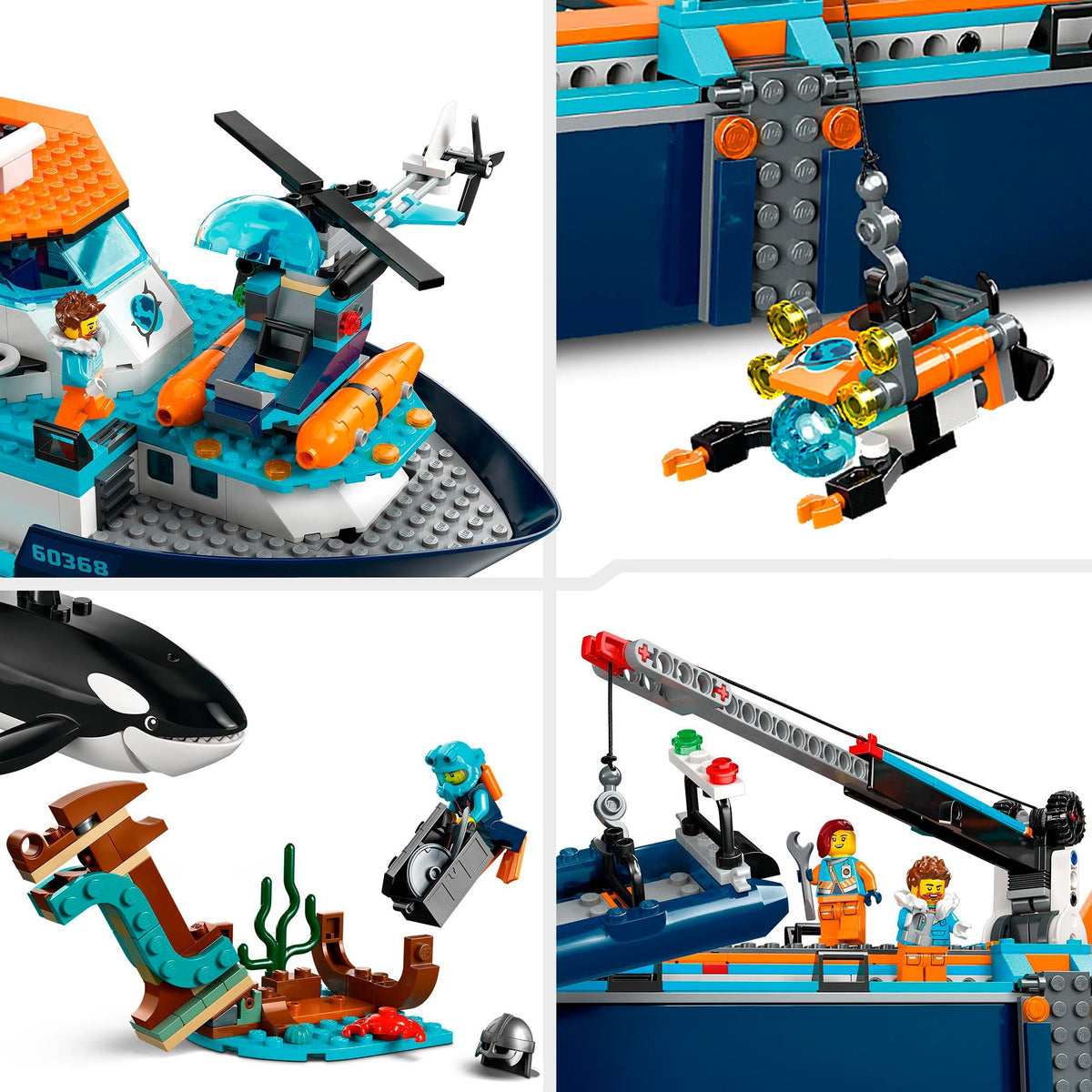 Lego city - jouet de construction d'un navire de recherche polaire (60368)