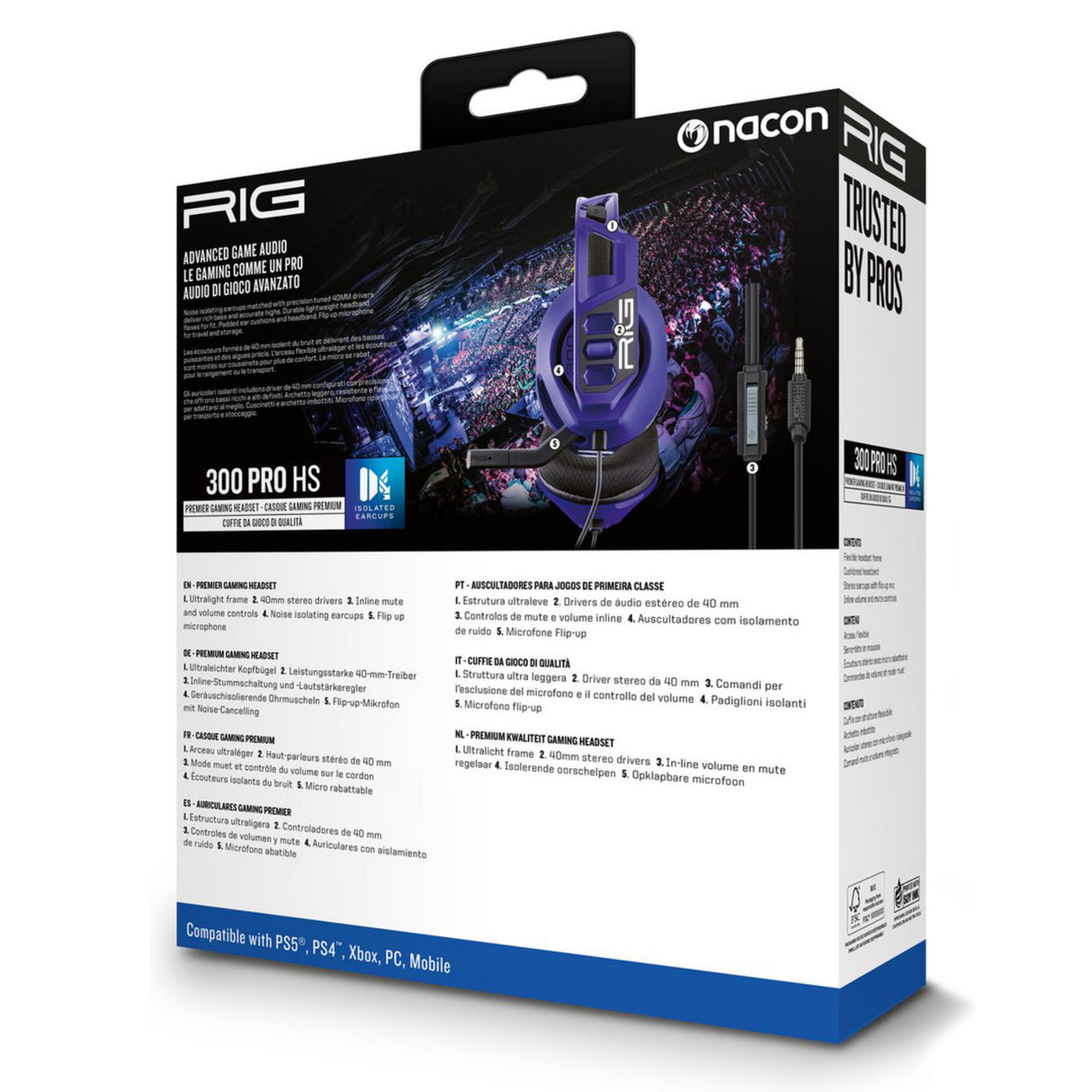 Nacon Rig 300 Pro HS Cosmic Over-Ear Gaming Casque (Violet, Playstation 4, Playstation 5, Windows, Nintendo Switch)