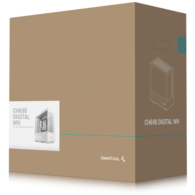 Boîtier tour midi numérique Deepcool ch690 (blanc | 2x USB-A | 1x USB-C | verre trempé)
