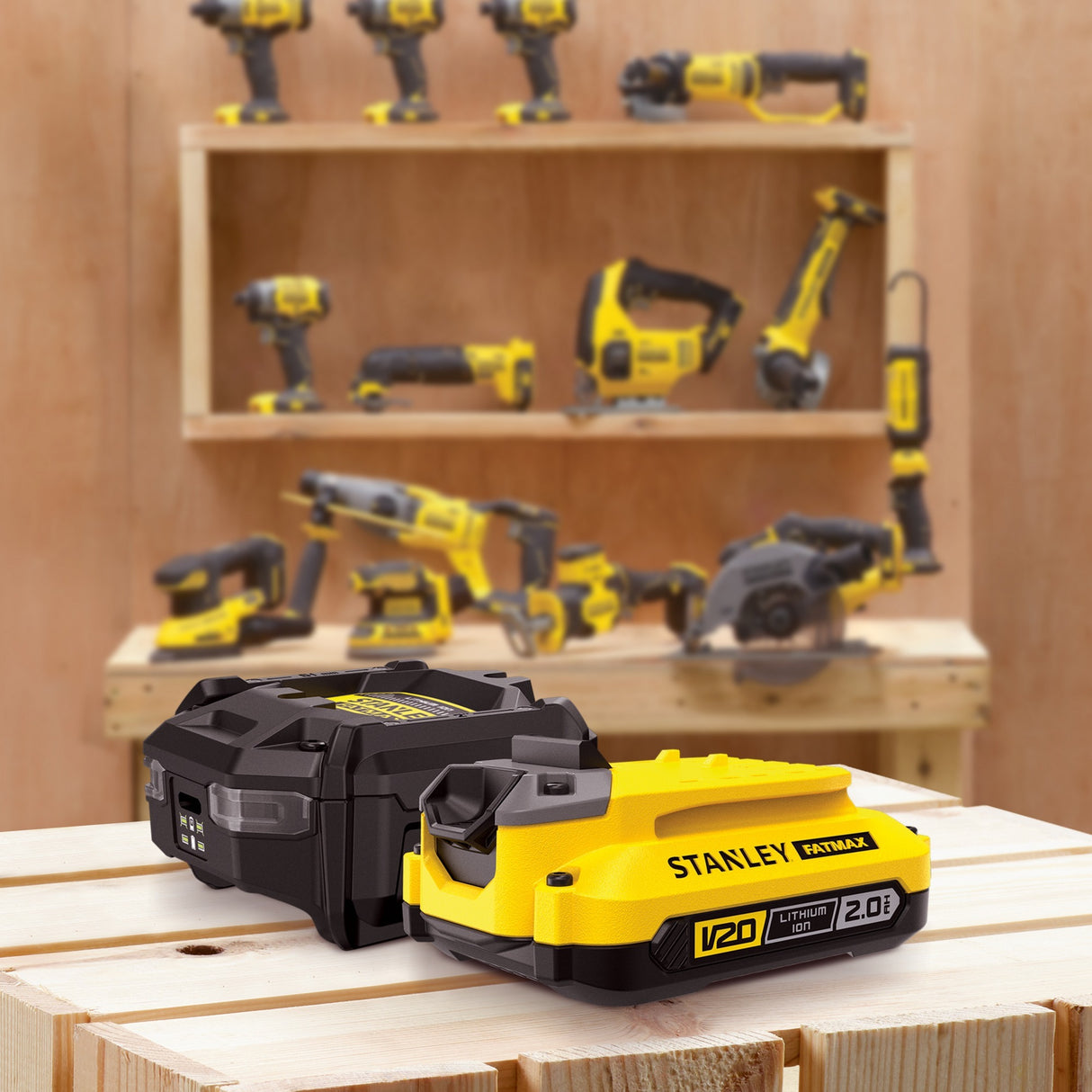 Kit de démarrage Stanley fatmax 18v 1x batterie 2,0ah + chargeur v20