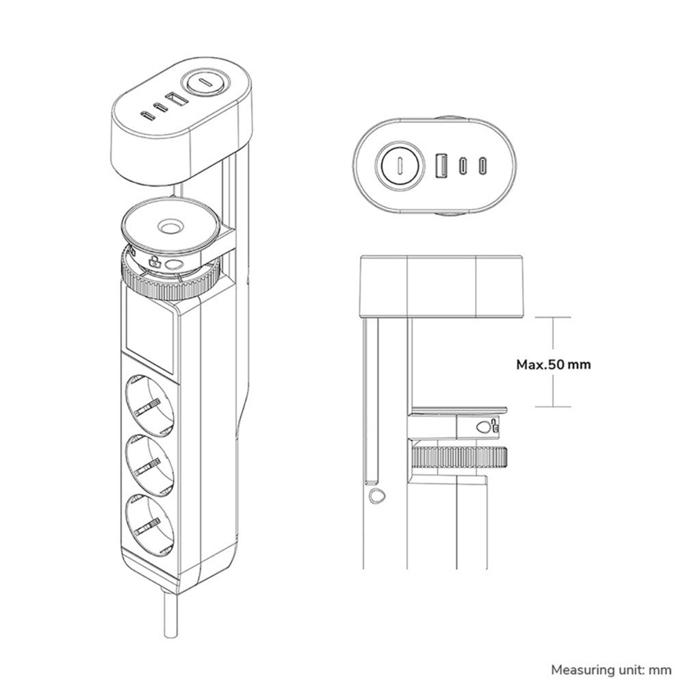 Neomounts ds22-840bl6 prise de bureau avec pince, 1,4 m, intérieur, type f, plastique, noir, alimentation