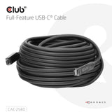 Câble USB-C complet Club 3D, 15 m (noir, 8k60hz 10gbps 60w)