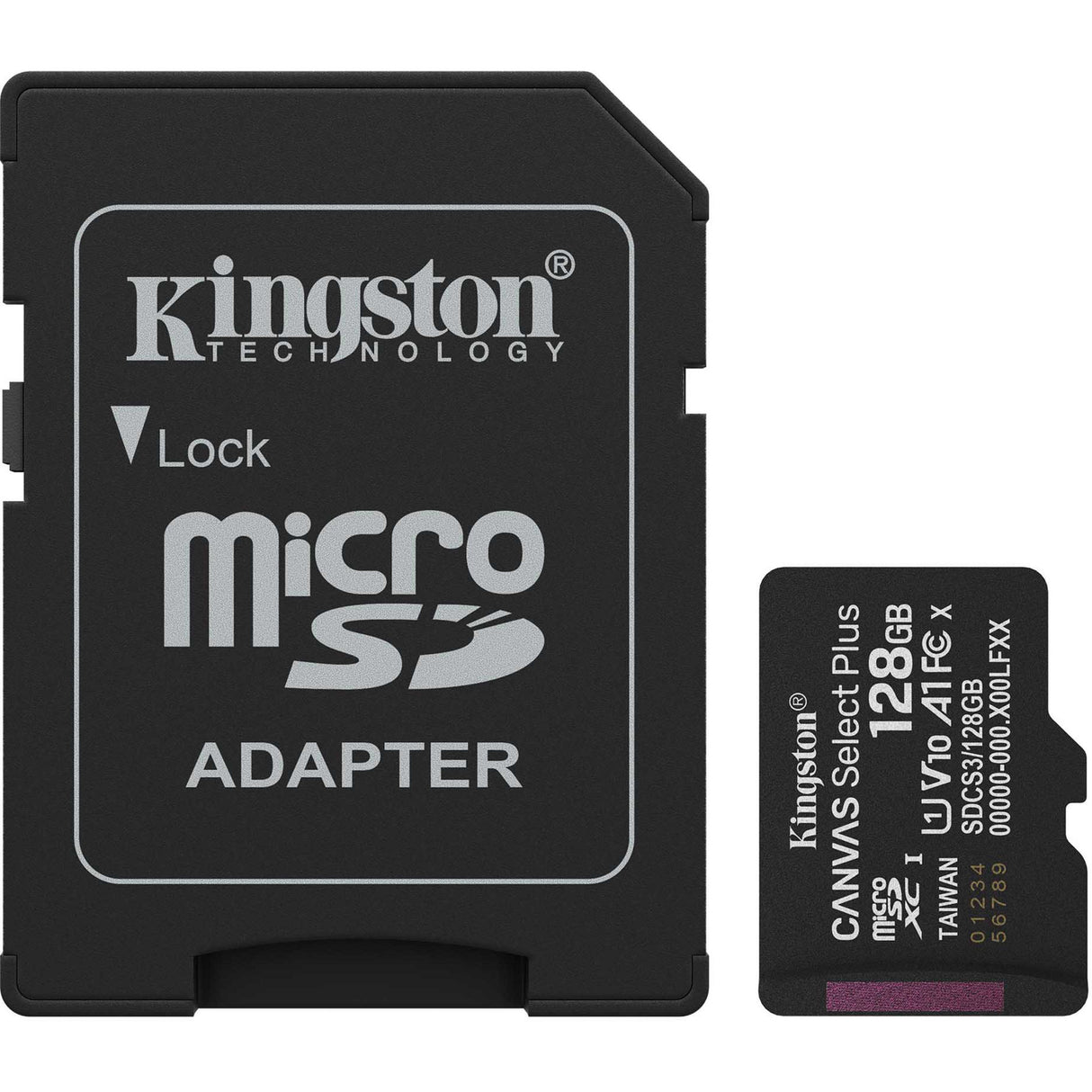 Carte mémoire MicroSDXC Kingston Canvas Select Plus 128 Go (noir, UHS-I U1, classe 10, V10, avec adaptateur SD)