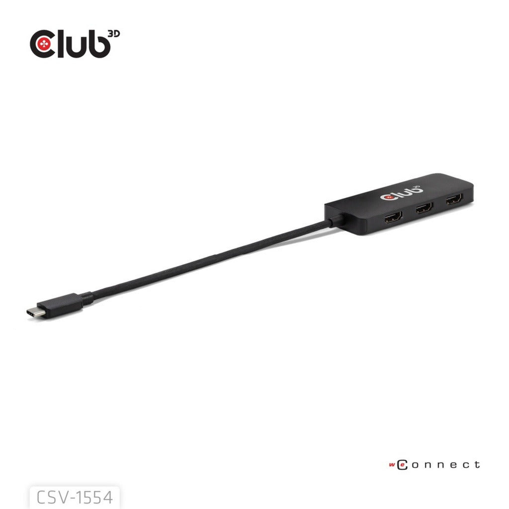 Adaptateur Club 3D USB-C vers Triple HDMI MST Hub 4K60Hz (Noir)