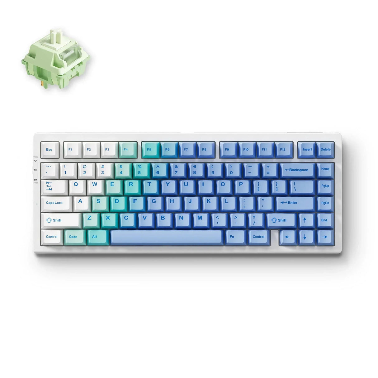 Mchose G75 Pro Arctic Snow Matcha Latte V2 Structure de joint tri-mode Clavier de jeu mécanique RVB (blanc, disposition américaine (Qwerty), Huano Matcha Latte V2, 75 %, RVB, échange à chaud, PBT double prise, sans fil | Bluetooth | USB-C)