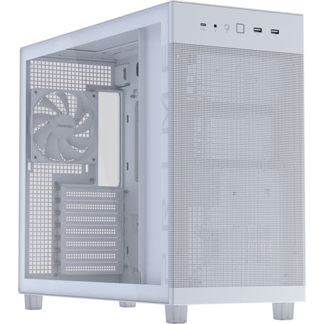 Asus prime ap303 - tempered glass panel midi tower behuizing (wit | 2x usb-a | 1x usb-c | tempered glass)