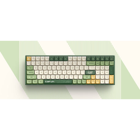 Clavier mécanique sans fil de camping Iqunix f97 (vert, disposition américaine (qwerty), marron cerise mx, 96 %, LED RVB, remplaçable à chaud, pbt, 2,4 GHz | Bluetooth 5.1 | USB-C)