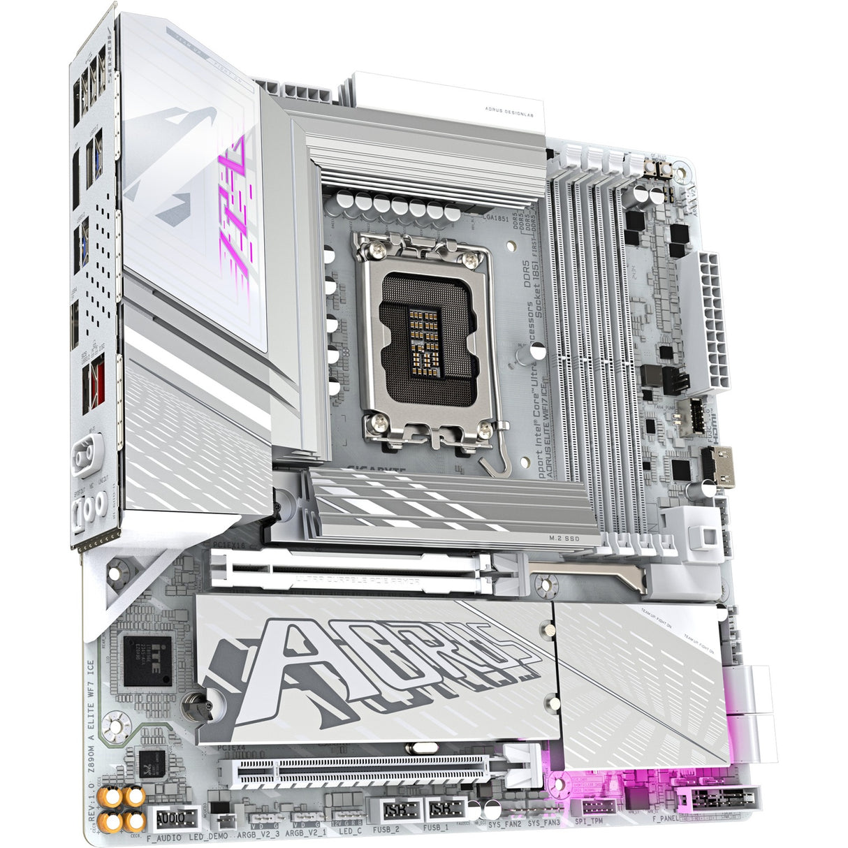 Carte mère Gigabyte Z890M Aorus Elite WF7 Ice Socket 1851 (RAID, 2,5 Go-LAN, Wi-Fi 7, BT, son, µATX)