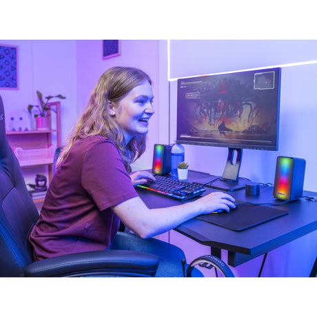 Trust GXT 611 Wezz Illuminated 2.0 RGB Speaker Set Enceinte PC (noir, LED RVB)