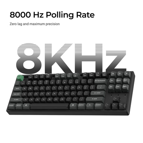 Keychron k8 ultra 8k wireless custom mechanical keyboard (zwart, us lay-out (qwerty), apex red, 80% (tkl), rgb leds, osa double-shot pbt, usb-c | 2.4 ghz | bluetooth 5.2)