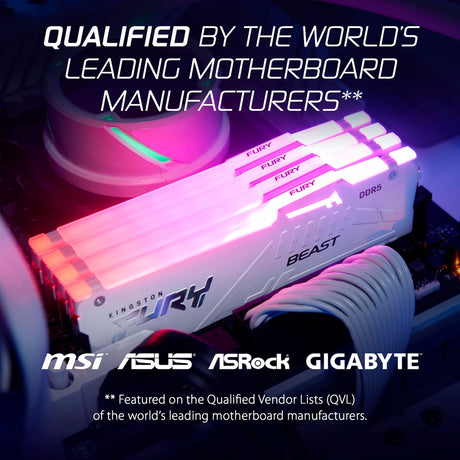 Kingston Fury 16 Go de RAM DDR5-5600 (blanc, KF556C40BWA-16, Beast RGB, XMP)