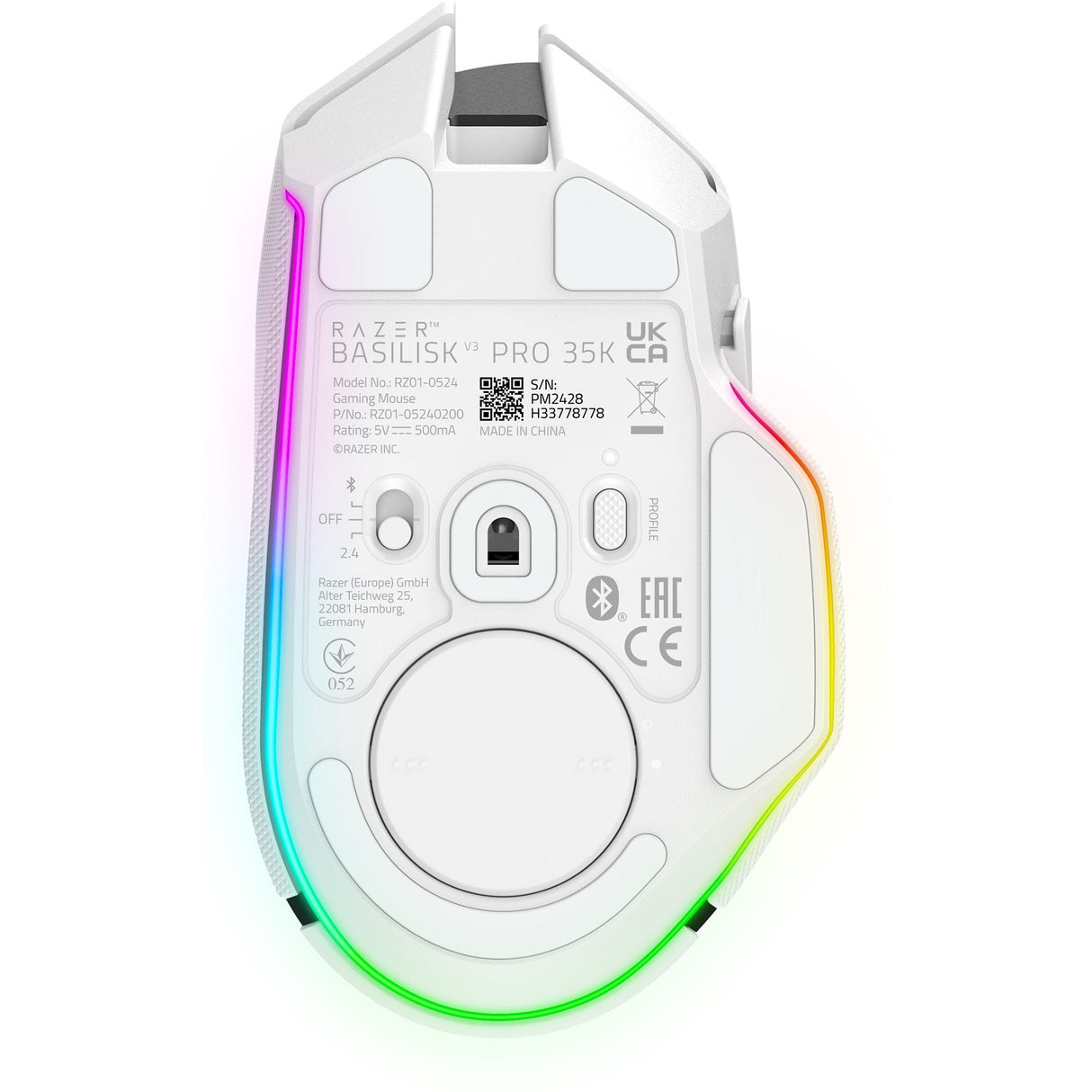 Souris de jeu Razer Basilisk v3 pro (blanc, USB Bluetooth hyperspeed sans fil, 30 000 dpi, chroma RVB)