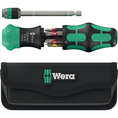 Wera kraftform kompakt 25 ra-r avec étui, jeu d'embouts 6 pièces (noir vert)